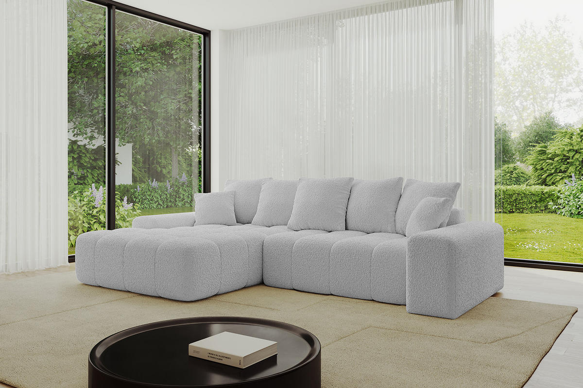 ECKSOFA Ottomane Links ENSI-L - 267x164x88 cm Hellgrau - Hellgrau, Holzwerkstoff/Kunststoff (267/164cm) - ALTDECOR