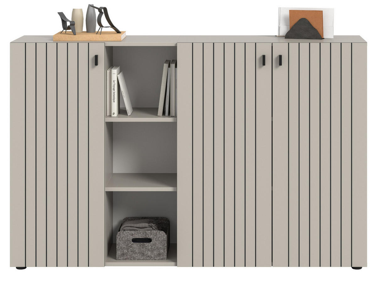 FLURKOMMODE Kaschmir 150 x 96 cm, Schuhschrank mit 9 Fächern - Kaschmir/Schwarz, Holzwerkstoff/Kunststoff (150/96/37cm) - Inn.Furn