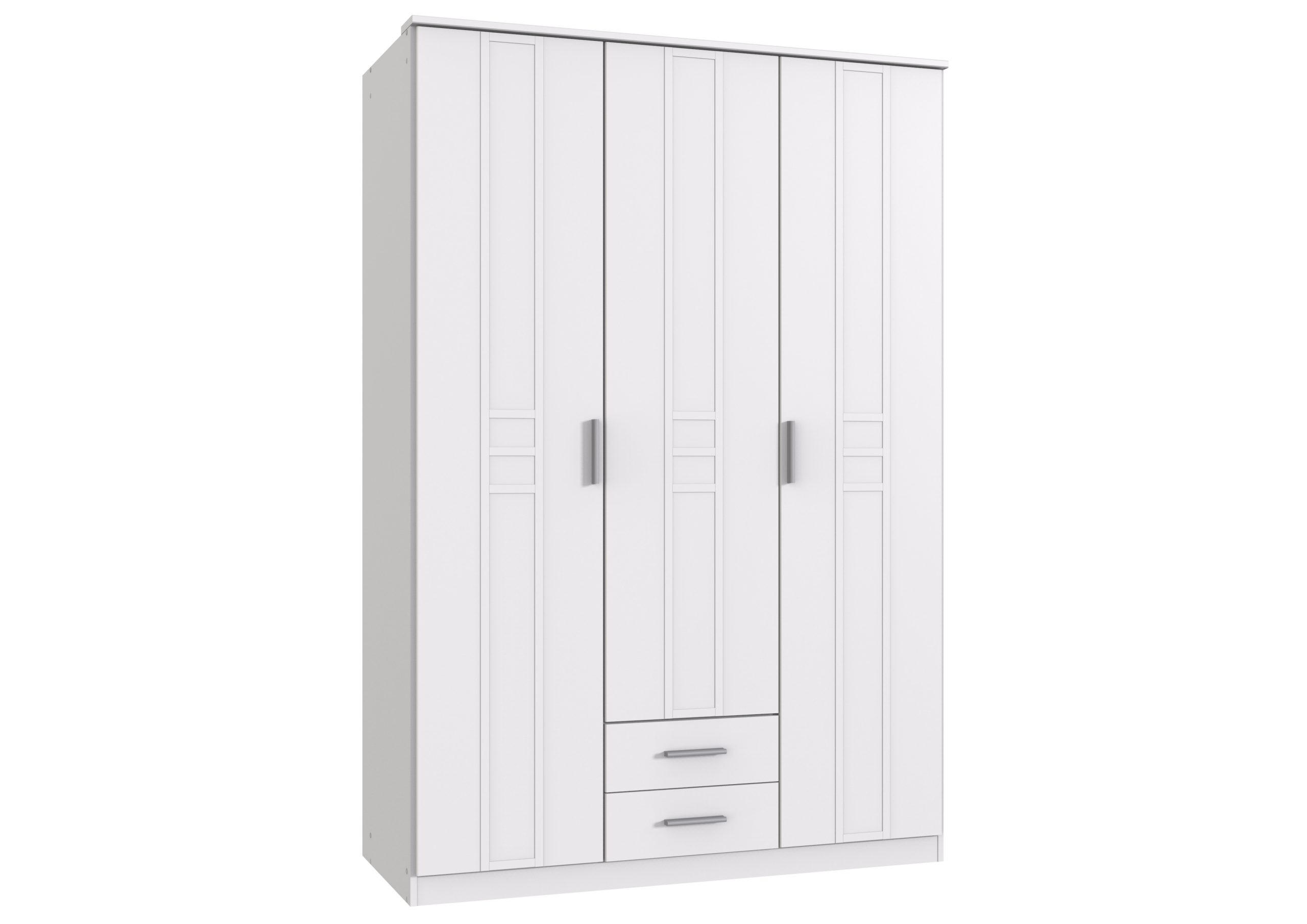 KLEIDERSCHRANK Bela "Borkum" in Landhausstil Weiß - Drehtürenschrank 3 türig - Weiß, Holzwerkstoff (135/199/58cm)