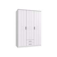 KLEIDERSCHRANK Bela "Borkum" in Landhausstil Weiß - Drehtürenschrank 3 türig - Weiß, Holzwerkstoff (135/199/58cm)