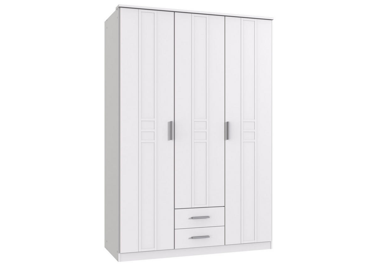 KLEIDERSCHRANK Bela "Borkum" in Landhausstil Weiß - Drehtürenschrank 3 türig - Weiß, Holzwerkstoff (135/199/58cm)