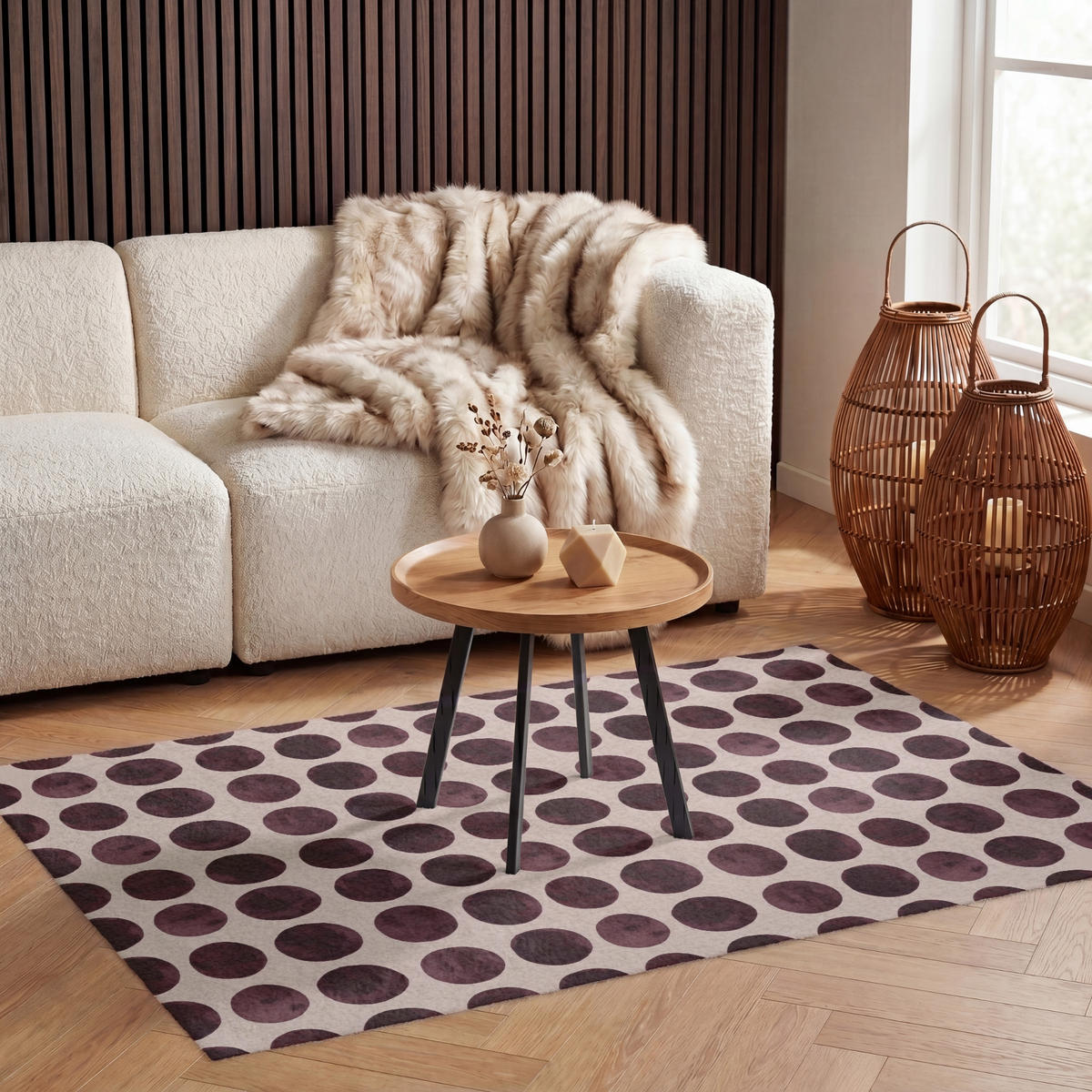 TEPPICH - Polka dots - Muster - Braun - 120x80 cm - Dunkelbraun, Kunststoff/Textil (120/0.4cm) - OnlyWow