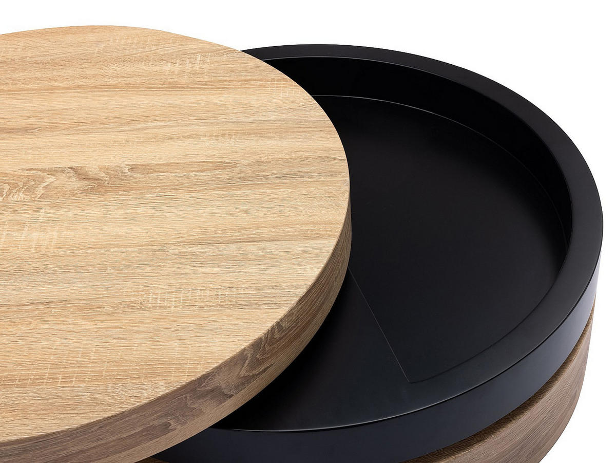 COUCHTISCH - 80 cm x 80 cm - holz - schwarz, naturfarben hell Janita - Schwarz/Naturfarben, Holz (80/80/32.5cm) - Vente-Unique