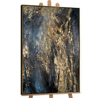 GEMÄLDE Azurblau Schattenfugenrahmen Schwarz-Gold 120x80 cm - Schwarz Hochglanz, Holz (120/80cm) - YS-art gallery