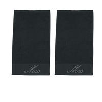 GÄSTEHANDTÜCHER Black Line Stone Mrs schwarz 2er Set - Schwarz, Textil (30/50cm) - done