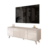 TV-SCHRANK SANAYI mit hohen Kunststoffbeinen Kaschmir Hochglanz - Beige, Holzwerkstoff (156/54/38cm) - Lookway
