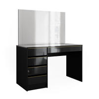 SCHMINKTISCH Sherry Schwarz/Gold 120 cm mit Spiegel - Goldfarben/Schwarz, Holzwerkstoff (120/75/55cm) - Vicco