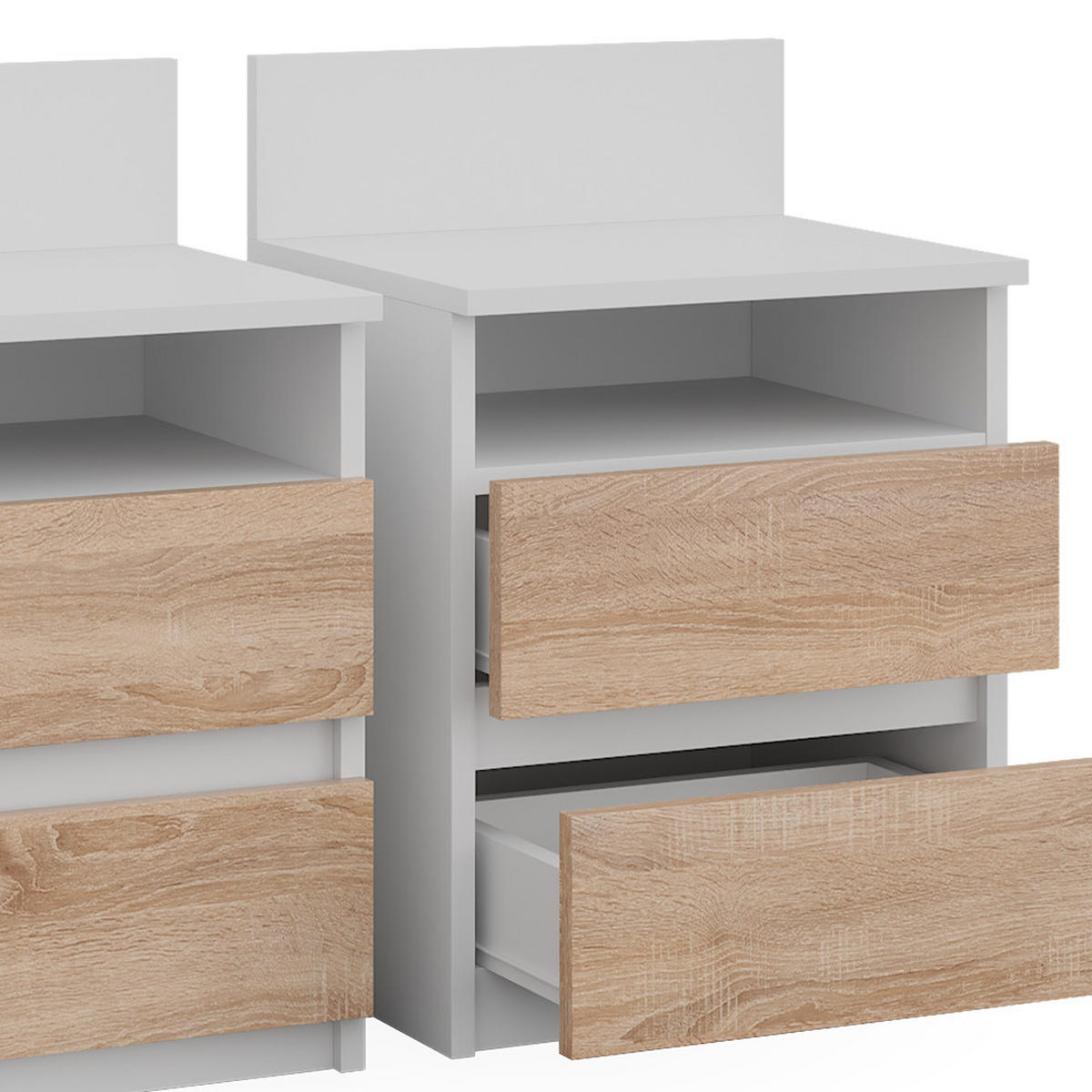 NACHTTISCH Monty Weiß/Sonoma 32.3 x 59.1 cm 2er Set - Weiß/Sonoma Eiche, Holzwerkstoff (32.3/59.1/39.6cm) - Vicco