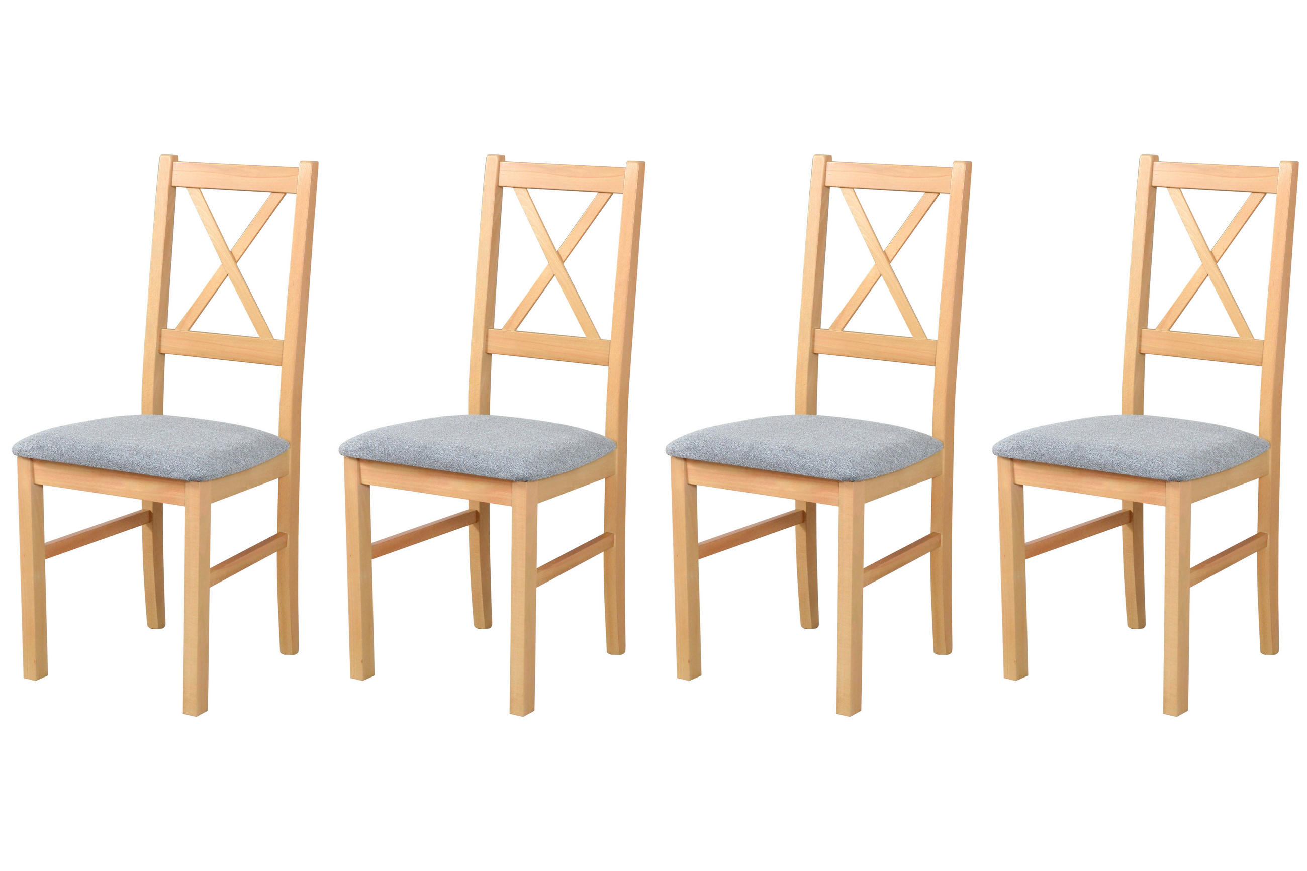 STUHL Nilo 10 (4er Set) - Birkefarben/Grau, Holz (43/94/40cm) - Leaf Design