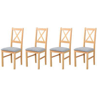 STUHL Nilo 10 (4er Set) - Birkefarben/Grau, Holz (43/94/40cm) - Leaf Design