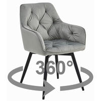 ESSZIMMERSTUHL LUKK360 silbergrauer Sitz, schwarze Beine - Silberfarben/Schwarz, Textil (56/84/61cm) - Valora