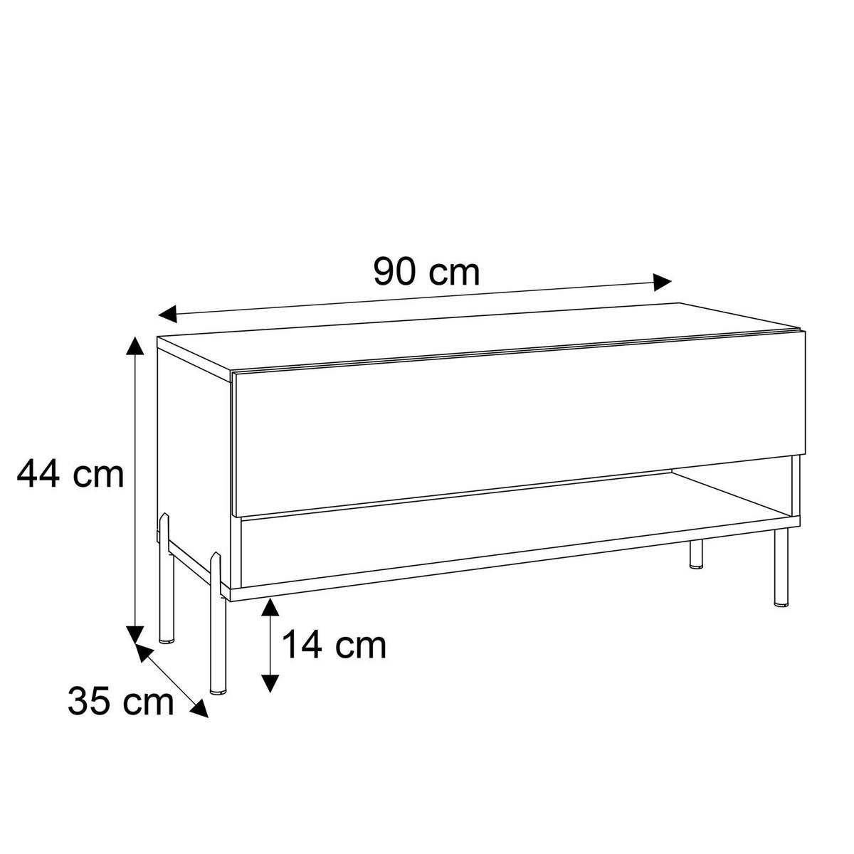 TV-LOWBOARD Schrank CALANTE 90 LOFT cm auf geraden schwarzen Beinen - Schwarz/Eiche Artisan, Holzwerkstoff/Metall (90/44/35cm) - Lookway