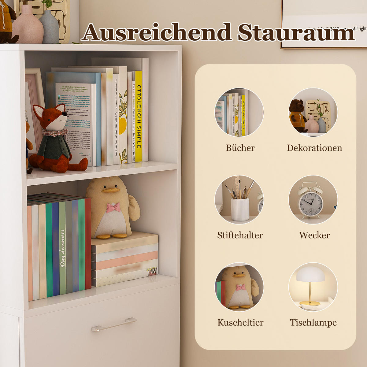 ECKSCHREIBTISCH DE-37446 ausziehbar mit verstellbaren Ablagen Weiß - Weiß, Holzwerkstoff (40/55/136cm) - ComfortXL