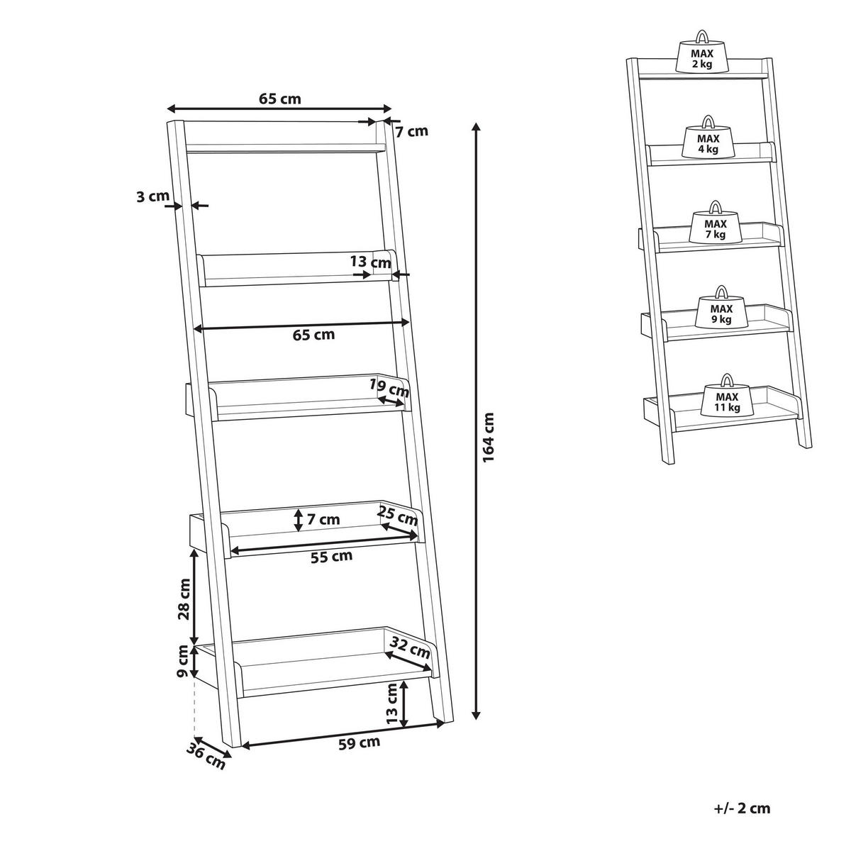 BÜCHERREGAL 5 Fächer Mobile Trio - Weiß, Holzwerkstoff (65/164/32cm) - Beliani