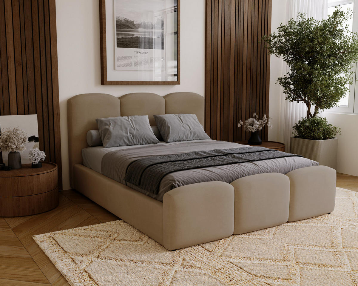 POLSTERBETT 160x200 cm Capri mit Bettkasten, Samt, Braun - Braun, Holz/Textil (160/200cm) - Emporius