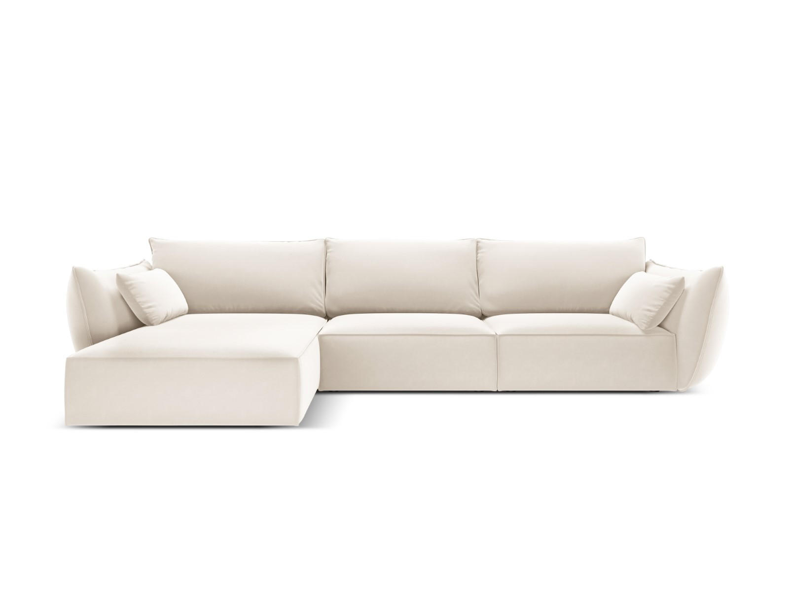 ECKSOFA links Kaelle aus Samt leichtes beige 4 Sitzplätze - Creme, Textil (171/308cm) - Micadoni