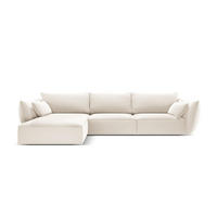 ECKSOFA links Kaelle aus Samt leichtes beige 4 Sitzplätze - Creme, Textil (171/308cm) - Micadoni