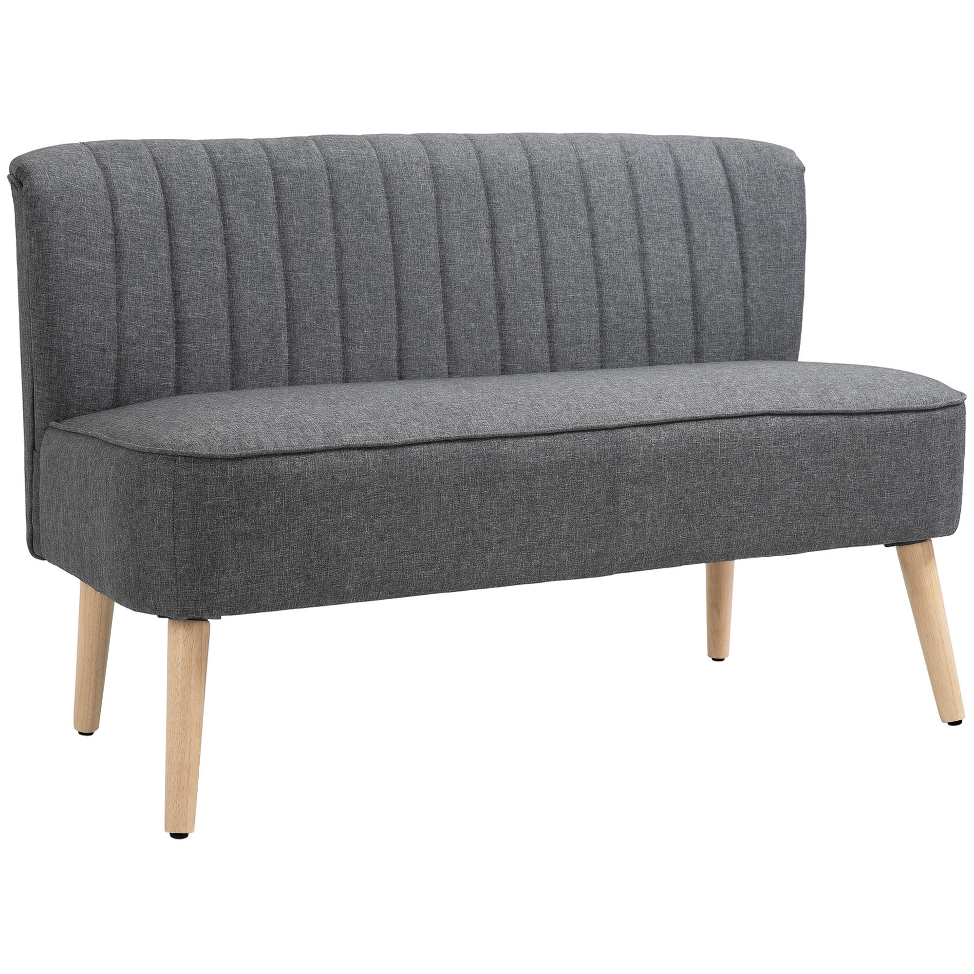 SOFA 2-Sitzer Couch Stoffsofa Sitzmöbel Polstersofa Loungesofa breit Hellgrau - Hellgrau/Naturfarben, Holz/Textil (56.5/77/117cm) - HOMCOM