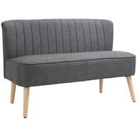 SOFA 2-Sitzer Couch Stoffsofa Sitzmöbel Polstersofa Loungesofa breit Hellgrau - Hellgrau/Naturfarben, Holz/Textil (56.5/77/117cm) - HOMCOM
