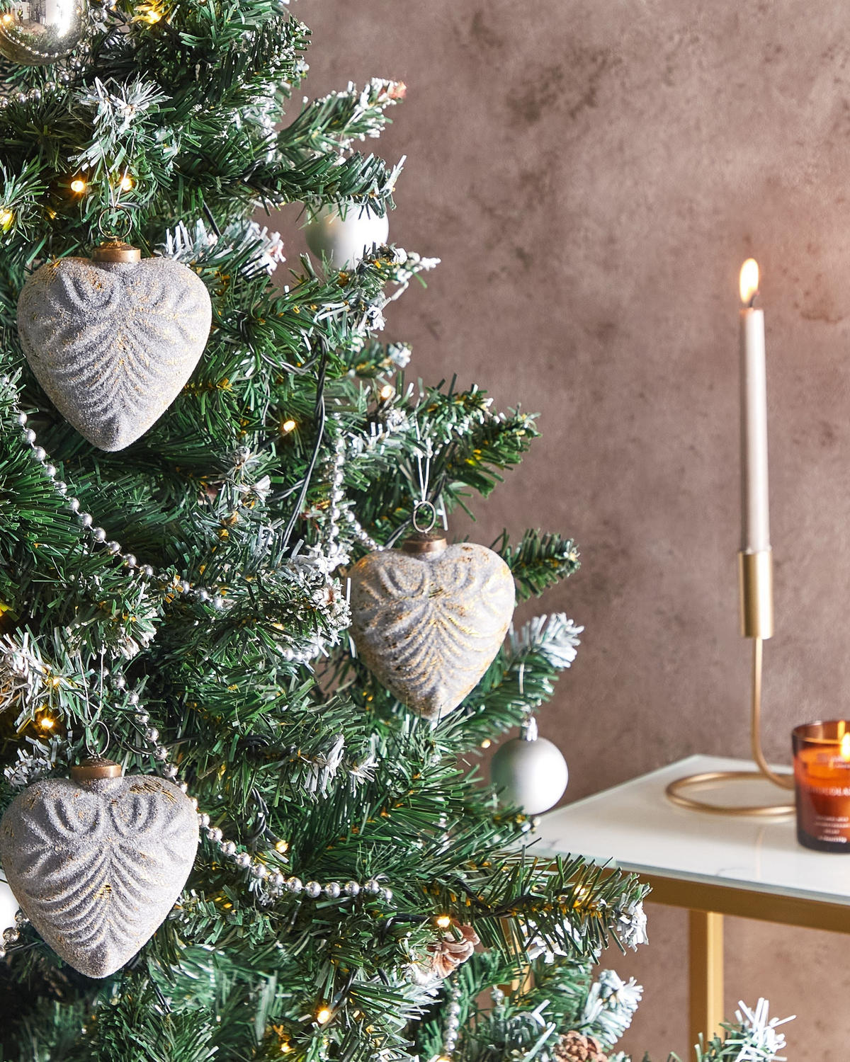 WEIHNACHTSKUGEL 8er Set Glas Grau Feriable - Dunkelgrau/Silberfarben, Glas (11/13/10cm) - Beliani