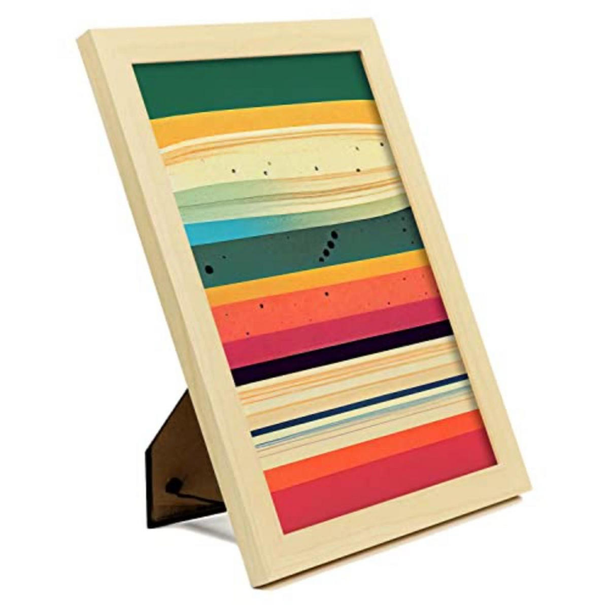 POSTER Set mit 4 Abstrakt Spiral Moderne Galaxien A4 Rahmen aus hellem Holz - Beige, Papier (29.7/3cm) - Nacnic