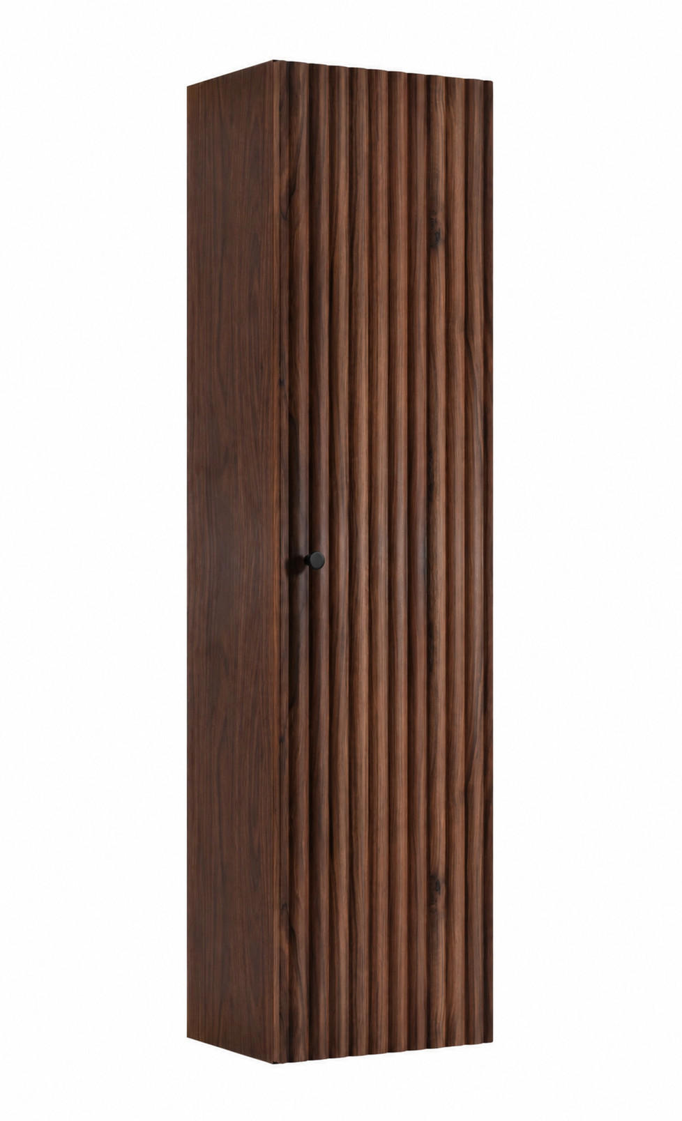 BADEZIMMER-HOCHSCHRANK: Nusseiche / Griffe Schwarz, 35 x 27 x 136 cm - Eichefarben/Schwarz, Holzwerkstoff (35/136/27cm) - 3XE LIVING