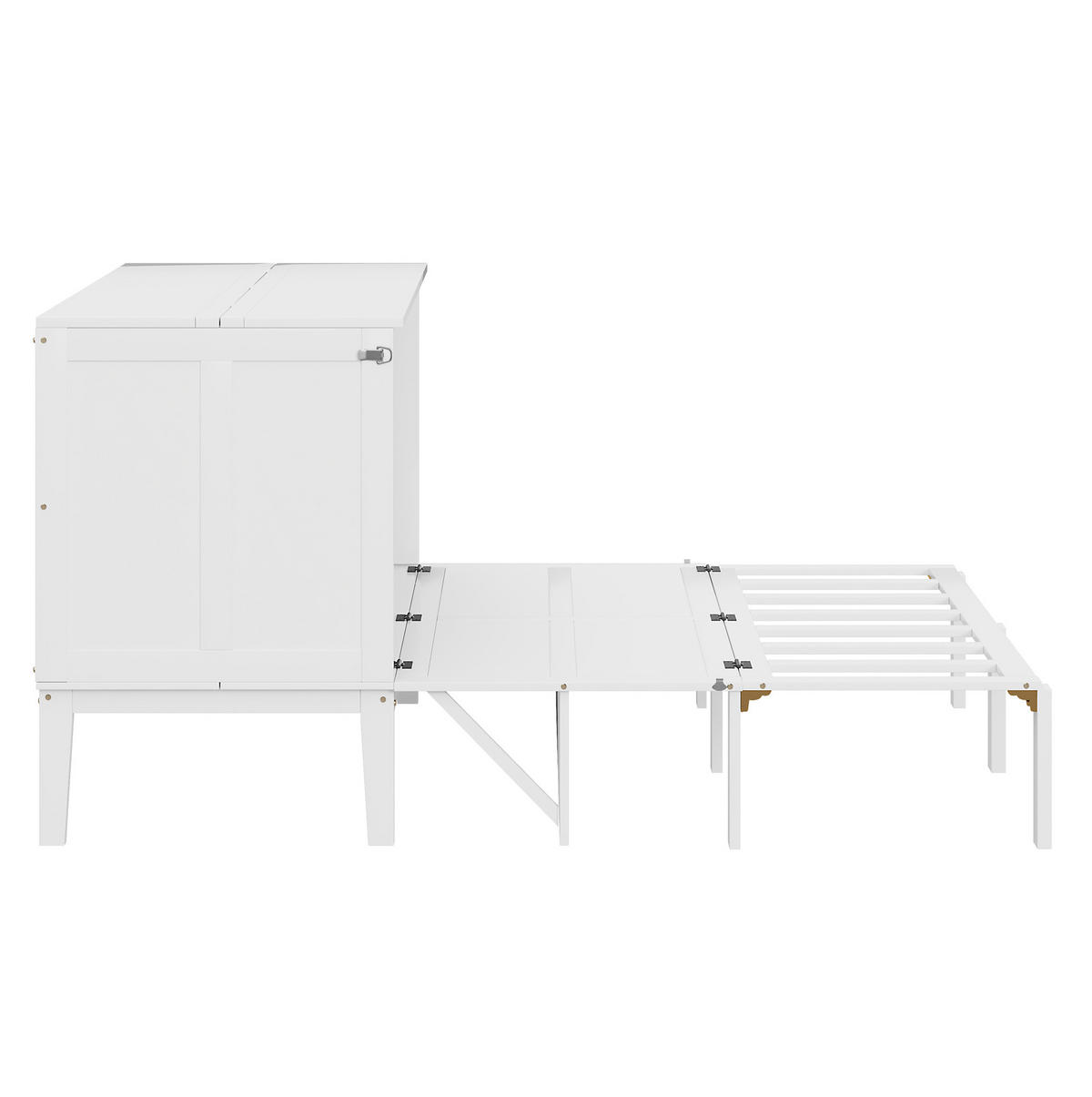 KLAPPBETT 140/200 cm vertikal in Weiß – platzsparend mit Stauraum - Weiß, Holz (140/200cm) - BEAOK