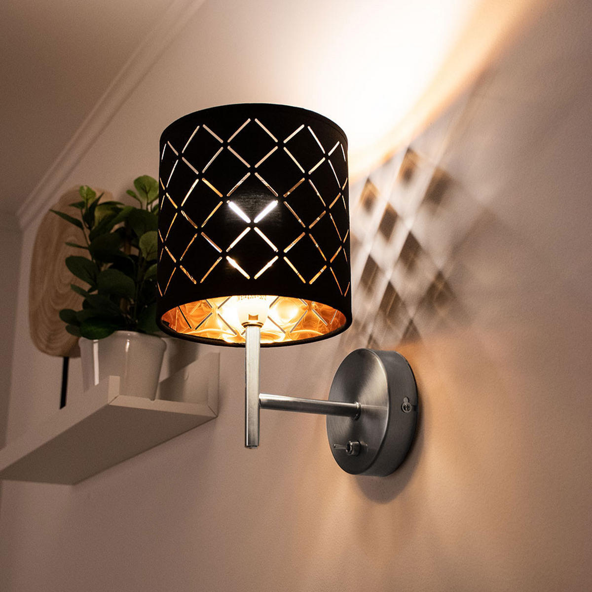 LED WANDLEUCHTE CLARKE Schwarz Gold - Schwarz, Metall (19/26/19cm)