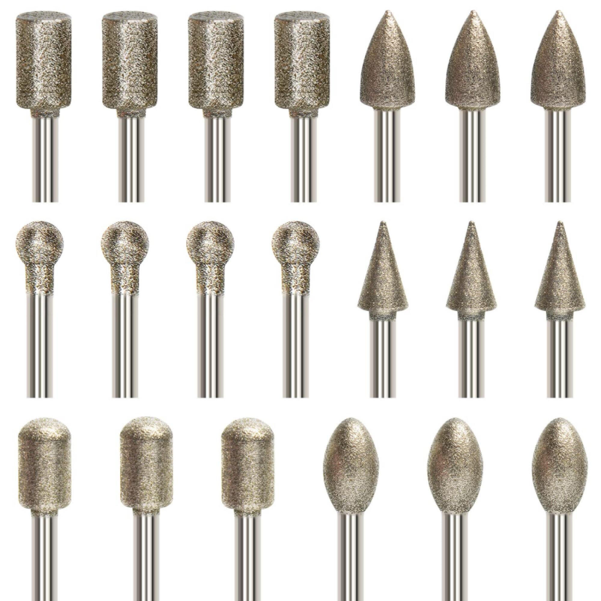 BOHRER – 20-teiliges Set, 3 mm (1/8 Zoll) Schaftdurchmesser, diamantbeschichtet - Silberfarben, Metall (4.5/0.6/1cm) - DCA