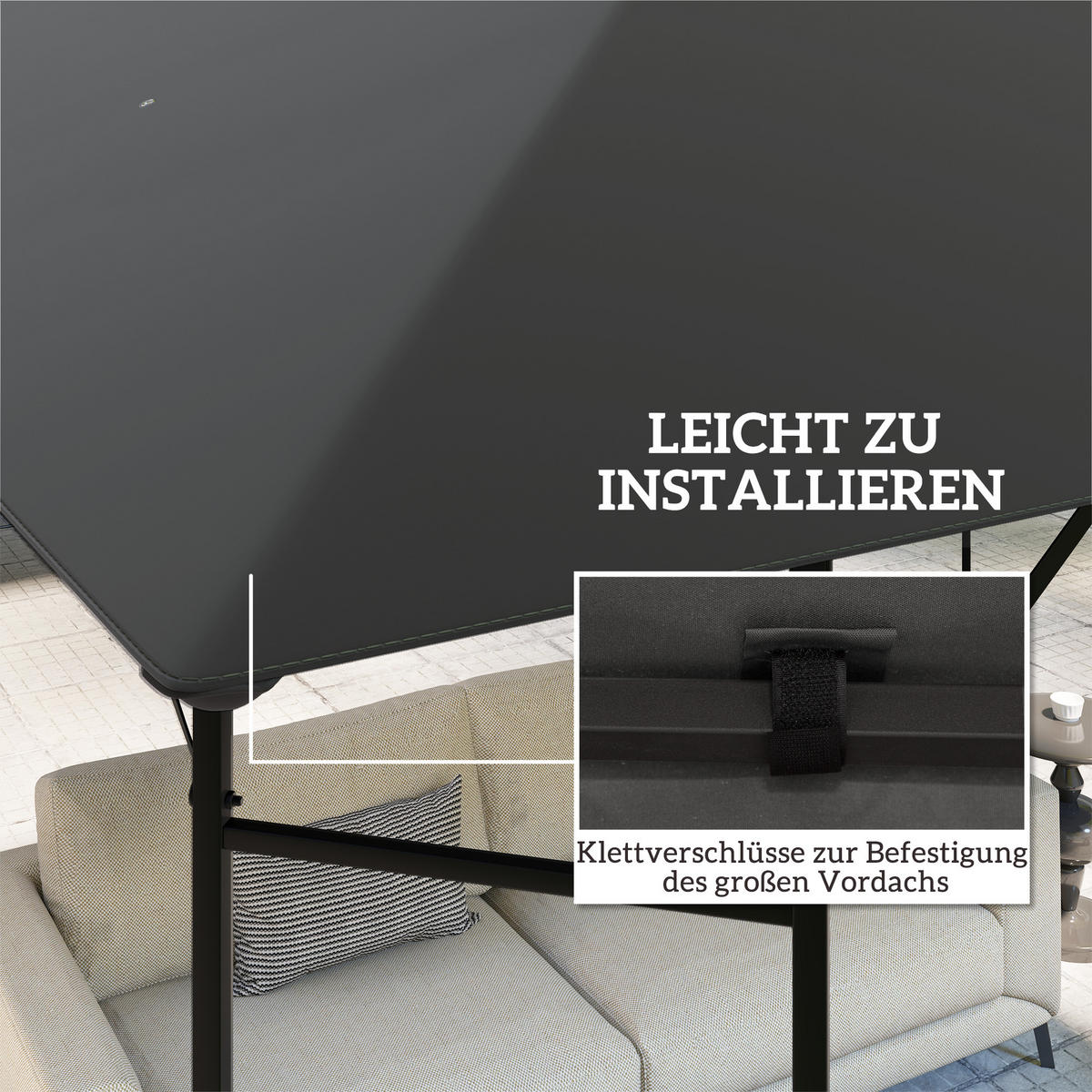 ERSATZDACH für Pavillon 3 x 3 m wasserabweisend Pavillondach UPF30+ Ersatzbezug - Grau, Textil (298/1/298cm) - Outsunny