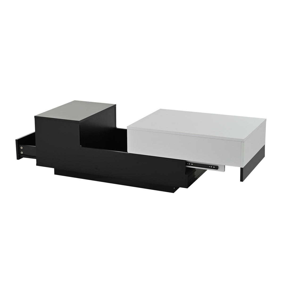 COUCHTISCH mit 2 Schubladen 100 x 50 x 38 cm Hochglanz Weiß/Schwarz - Weiß, Holzwerkstoff (100/50/38cm) - Meubliv