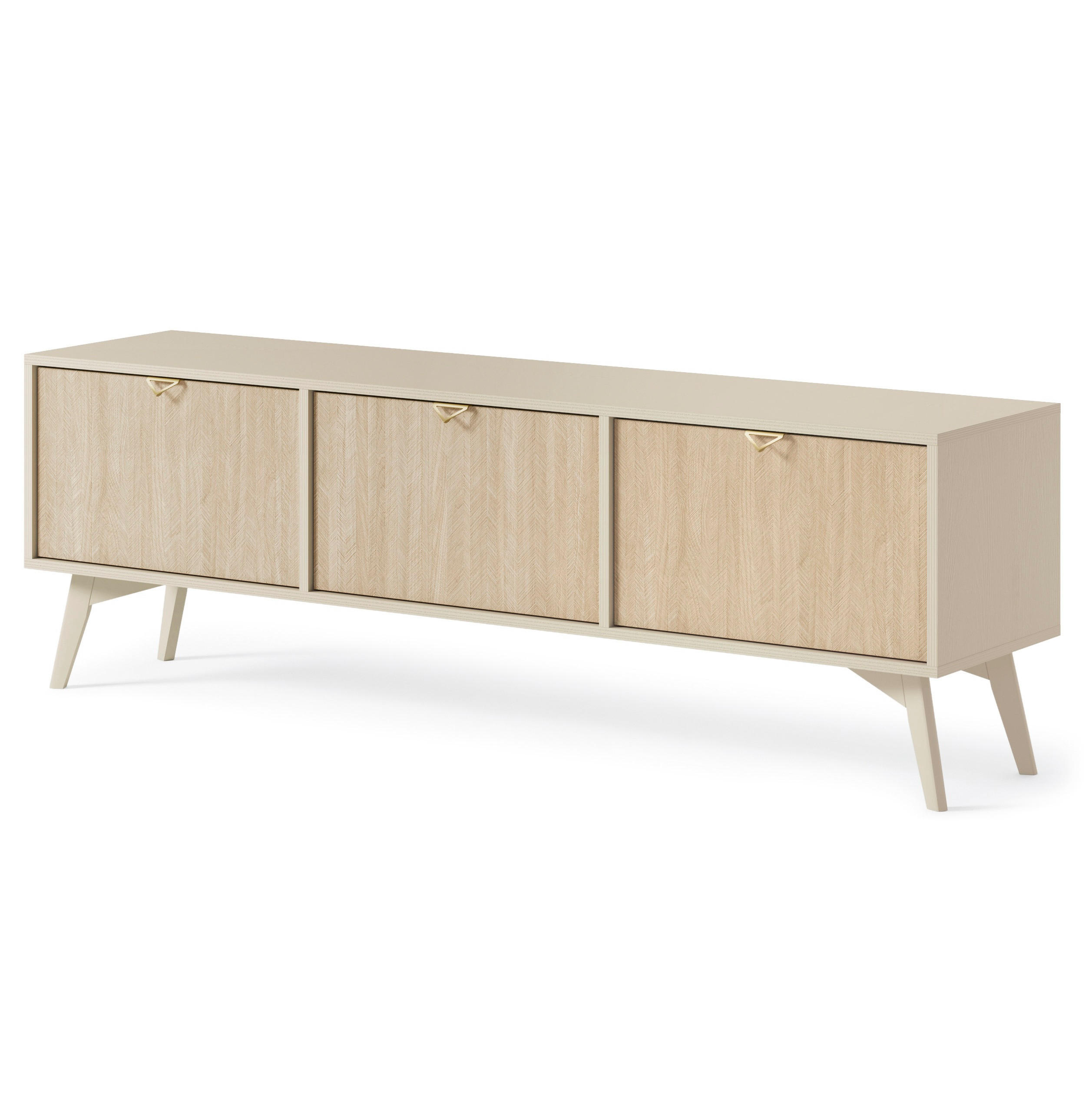 LOWBOARD FORESTA 158x38x52 cm mit 3 Türen Beige - Beige, Holzwerkstoff (158/52/38cm) - MASSENO