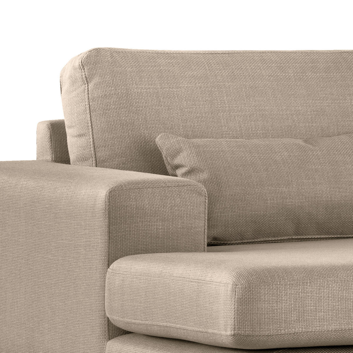 ECKSOFA mit Longchair - Taupe/Eichefarben, Eichenholz/Textil (281/153cm) - home24