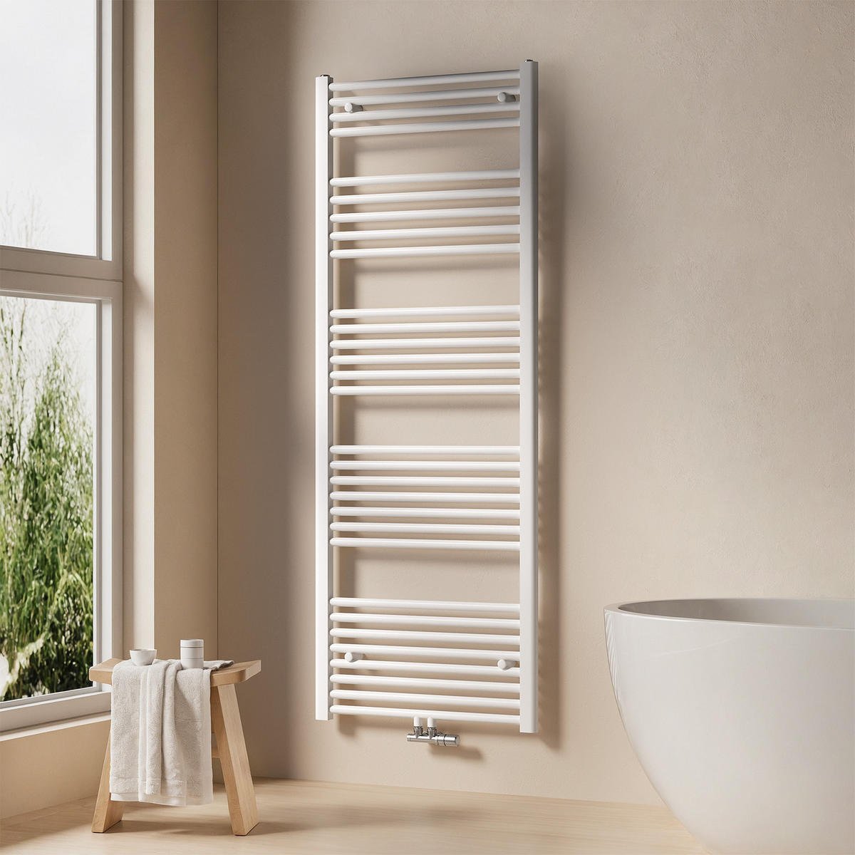 HEIZKÖRPER Handtuchheizkörper wasserführend 160/60/3 cm - Weiß, Metall (60/160/3cm) - EMKE