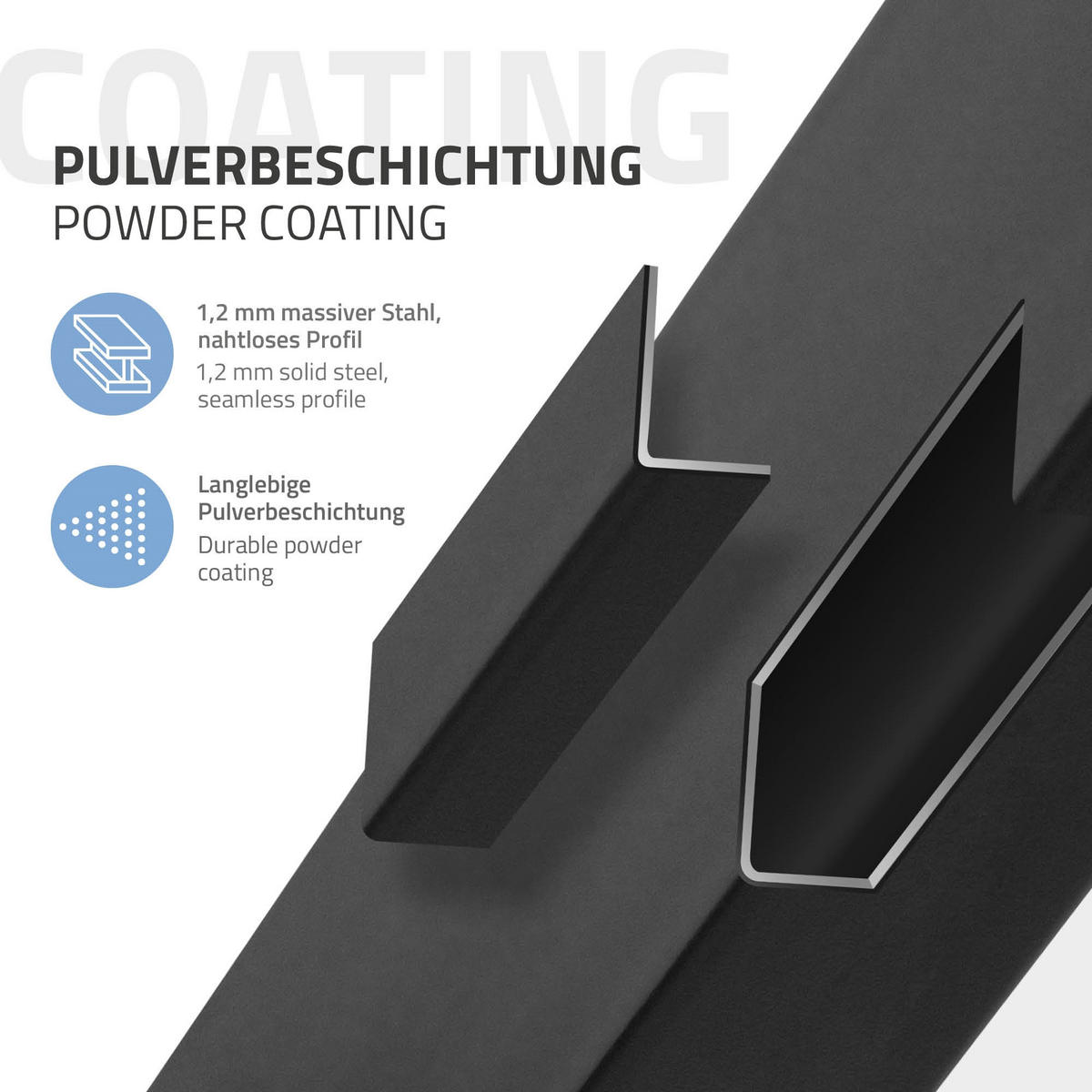 TISCHBEINE 4er Set I-Design H:30 cm Schwarz 8x8 cm - Schwarz, Metall (8/30/8cm) - ML-DESIGN