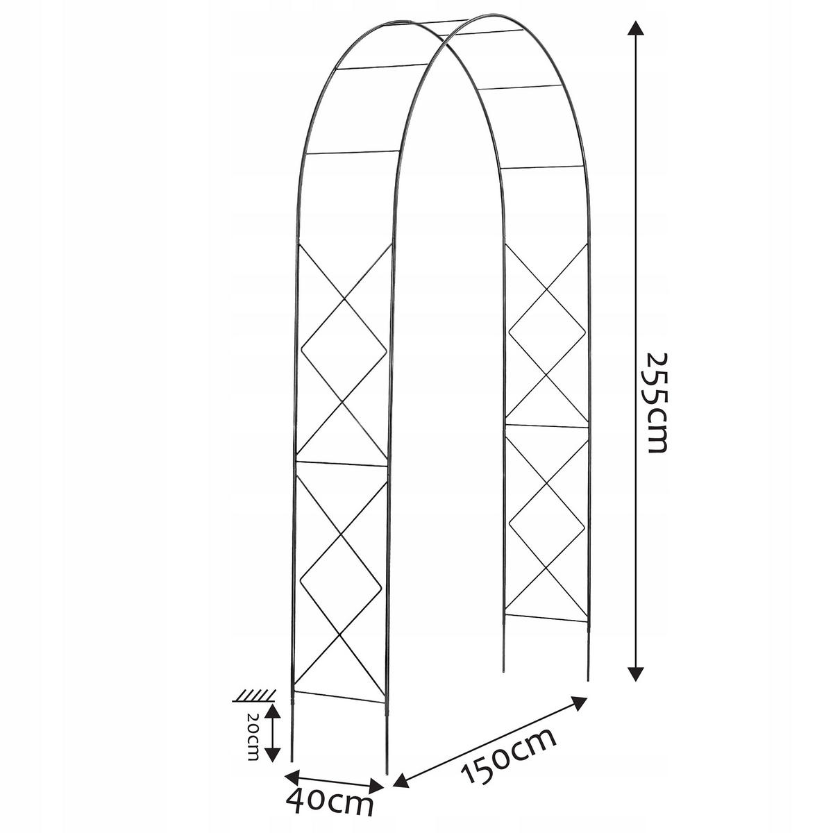 GARTENPERGOLA für Blumen, 255 cm, Schwarz - Schwarz, Metall (150/255cm) - KADAX