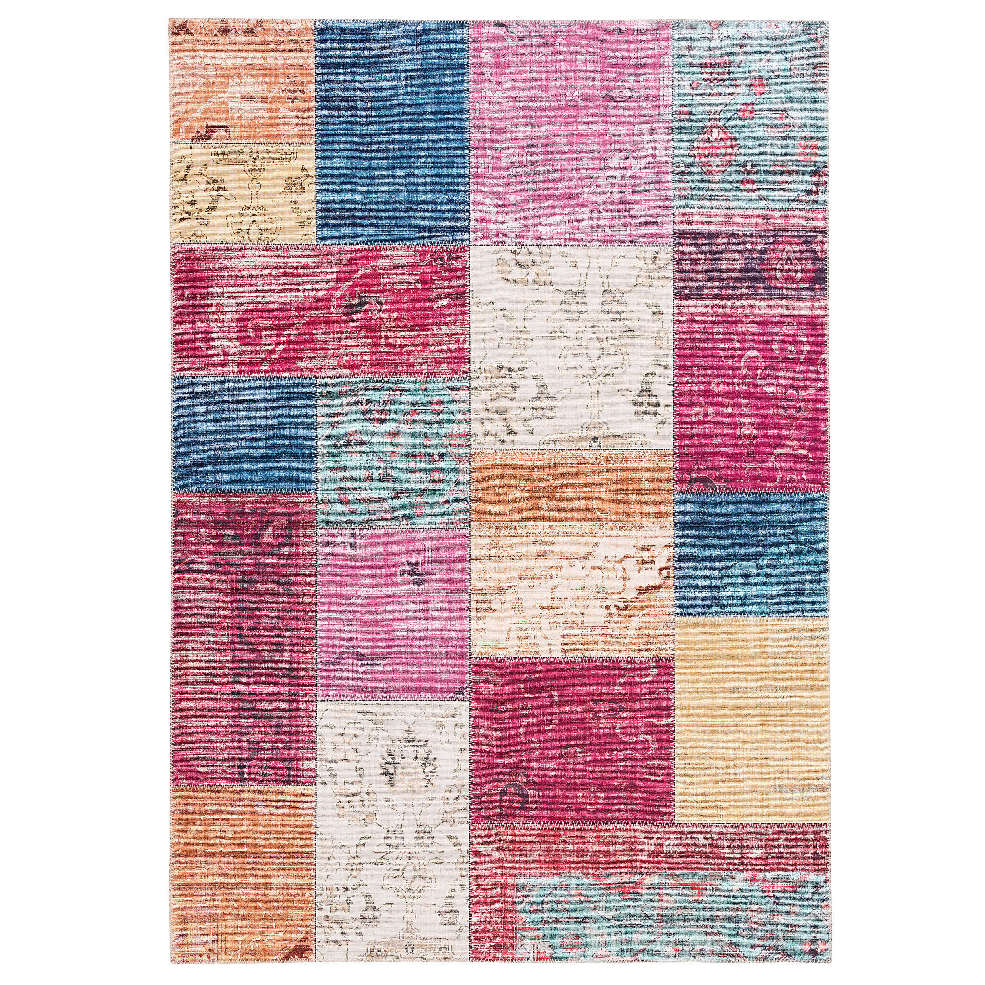 LUXUS VINTAGE DESIGNER TEPPICH PRIMUS PATCHWORK - Multicolor, Textil (80/150cm) - Pergamon