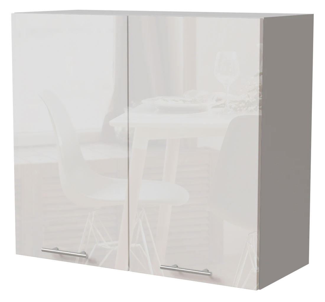 Feldmann-Wohnen Küchenhängeschrank Weiß Hochglanz, Weiß 80x72x32.5 cm
