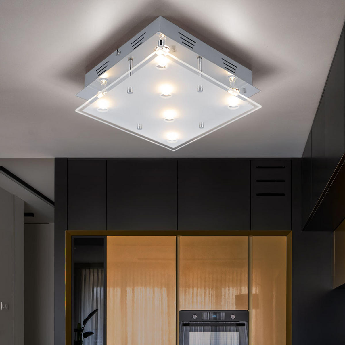 LED DECKENLEUCHTE Metall Silber gebürstet - Silberfarben, Glas (30/30/8cm) - Esto