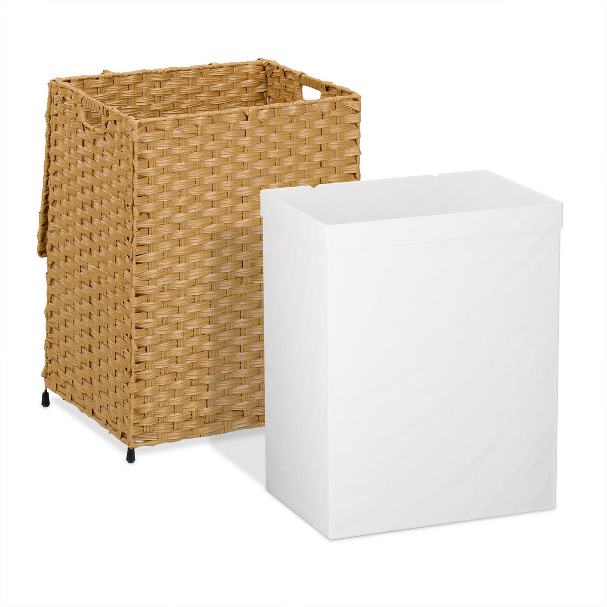 WÄSCHEKORB - Hellbraun, Kunststoff/Textil (46/60/34cm) - Relaxdays