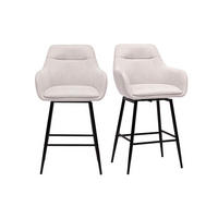 BARHOCKER drehbar 360° aus Stoff in Samtoptik beige und Metall H66 cm (2er-Set) ALESS - Beige, Textil (53.7/95.5/52.5cm) - Miliboo