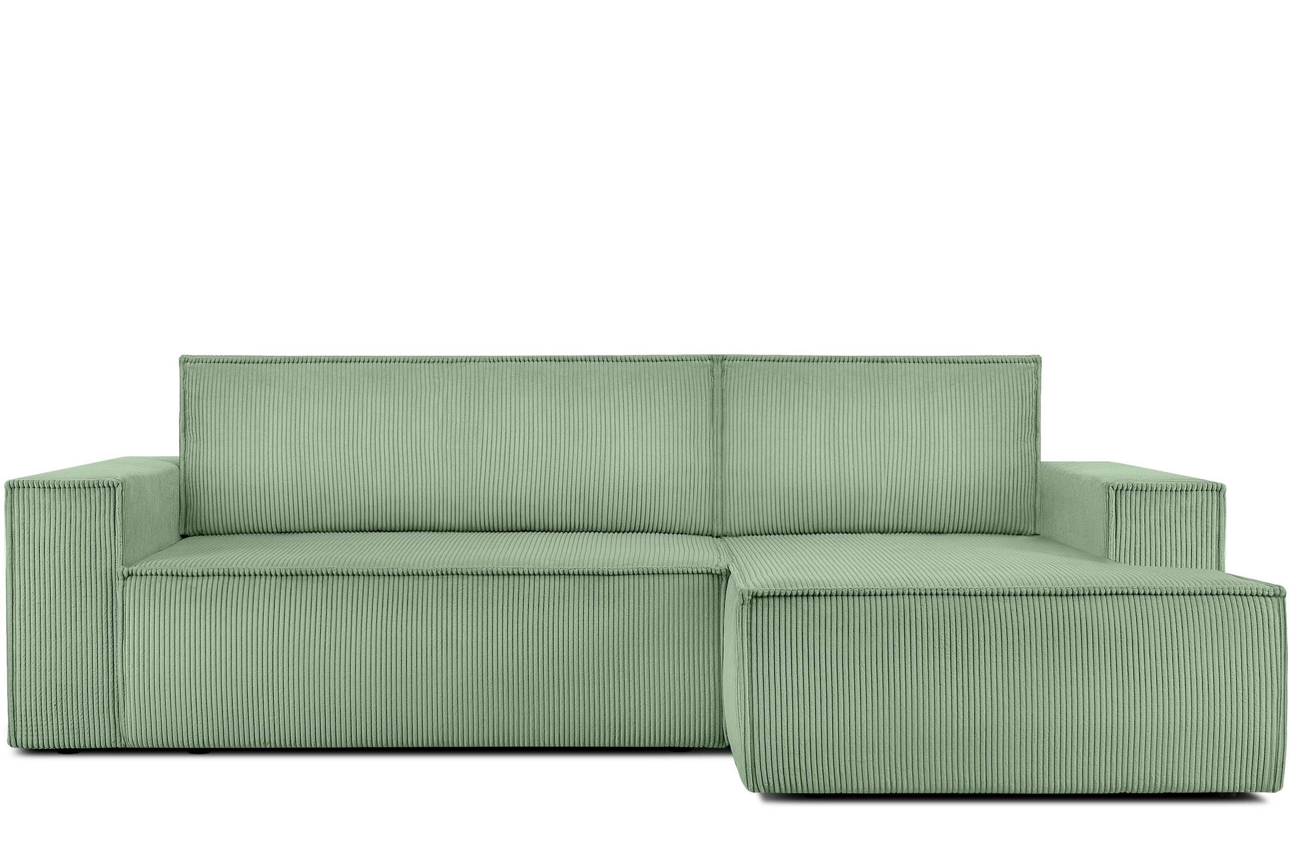 ECKSCHLAFSOFA-RECHTS NAPI in Pet Friendly Cord-Stoff, mintfarben - Schwarz/Mintgrün, Textil (262/148cm) - KONSIMO®
