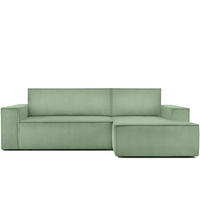 ECKSCHLAFSOFA-RECHTS NAPI in Pet Friendly Cord-Stoff, mintfarben - Schwarz/Mintgrün, Textil (262/148cm) - KONSIMO®