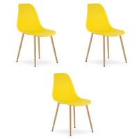 ESSZIMMERSTUHL 3-er Set KALEO gelber Sitz, natürliche Beine - Gelb/Naturfarben, Kunststoff (46/84/51cm) - Valora