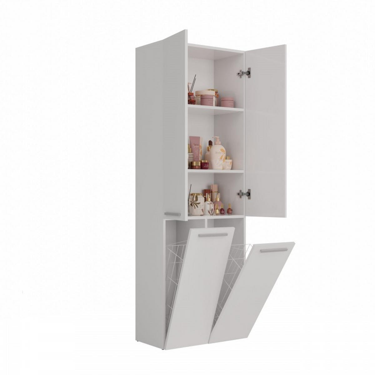 SKRIŇA do kúpeľne - biela, kompozitné drevo (60/174/30cm) - RAUMHIRSCH FURNITURE