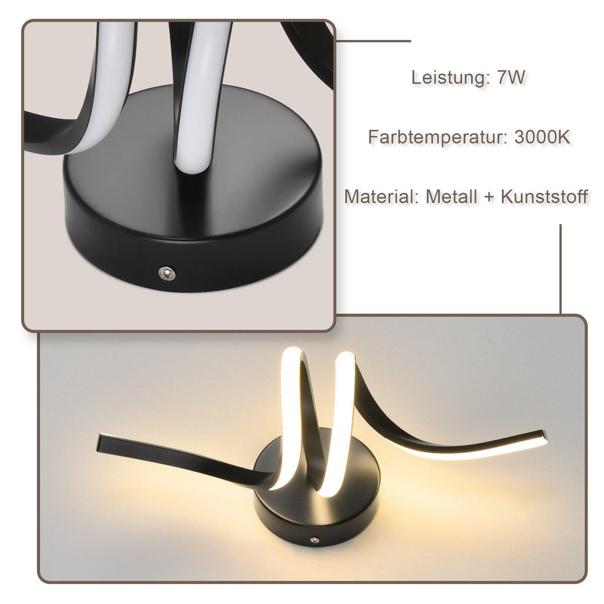 LED - WANDLEUCHTE Tauvaris 12.5/16.5/40.5 cm - Schwarz, Metall (12.5/16.5/40.5cm) - ZMH