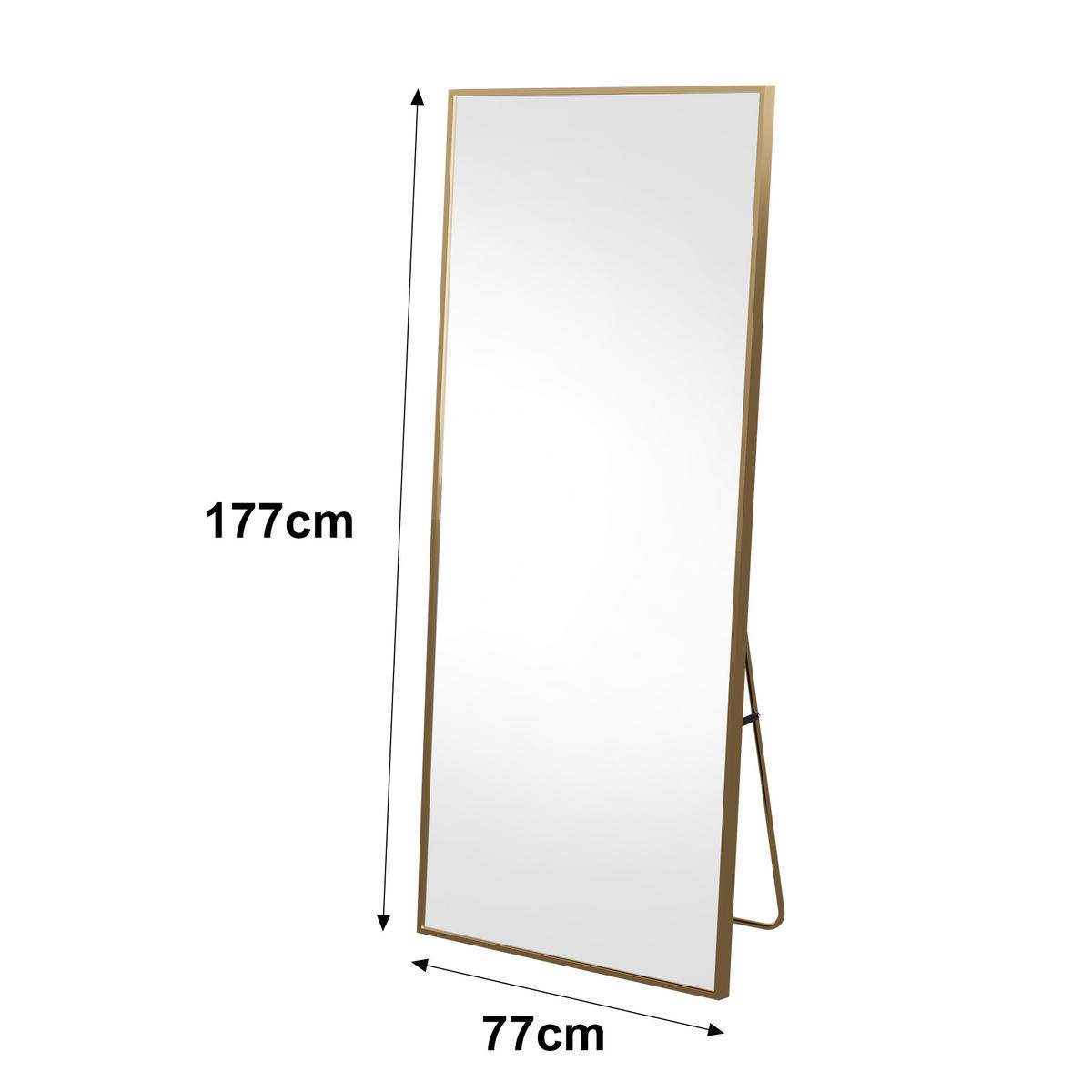STANDSPIEGEL 177x77 cm Metallrahmen rechteckig gold - Goldfarben, Holz (77/177/3cm) - LEBENLANG