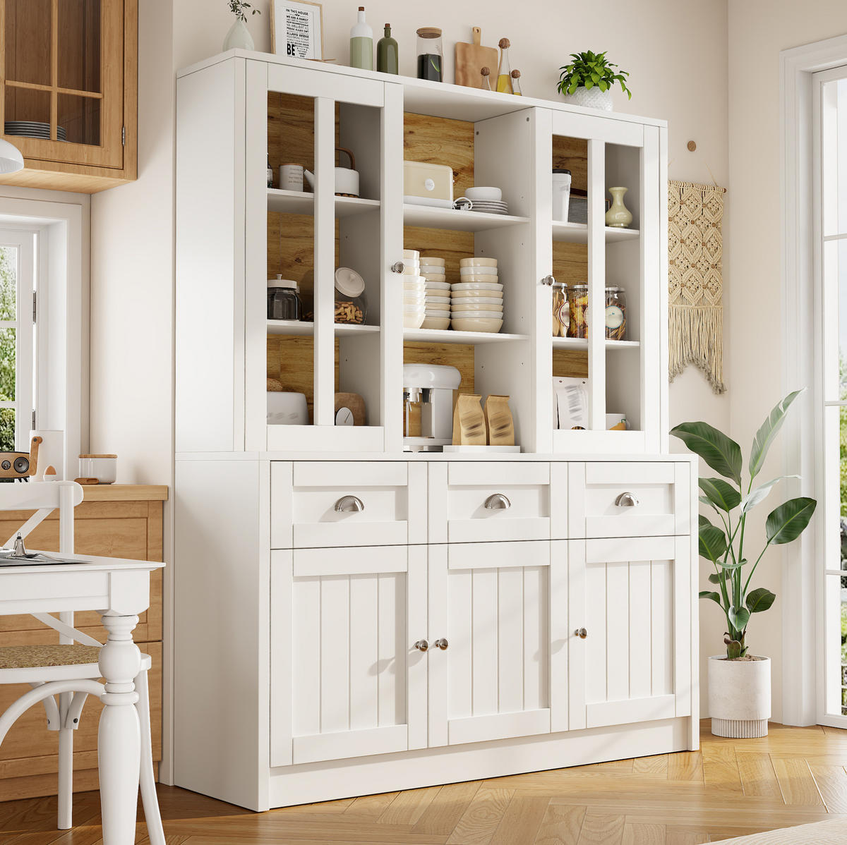 BUFFET 140/175/38,5 cm Weiß aus Acryl und MDF mit Kippschutz - Weiß, Holzwerkstoff (38.5/175/140cm) - OKMYHOME