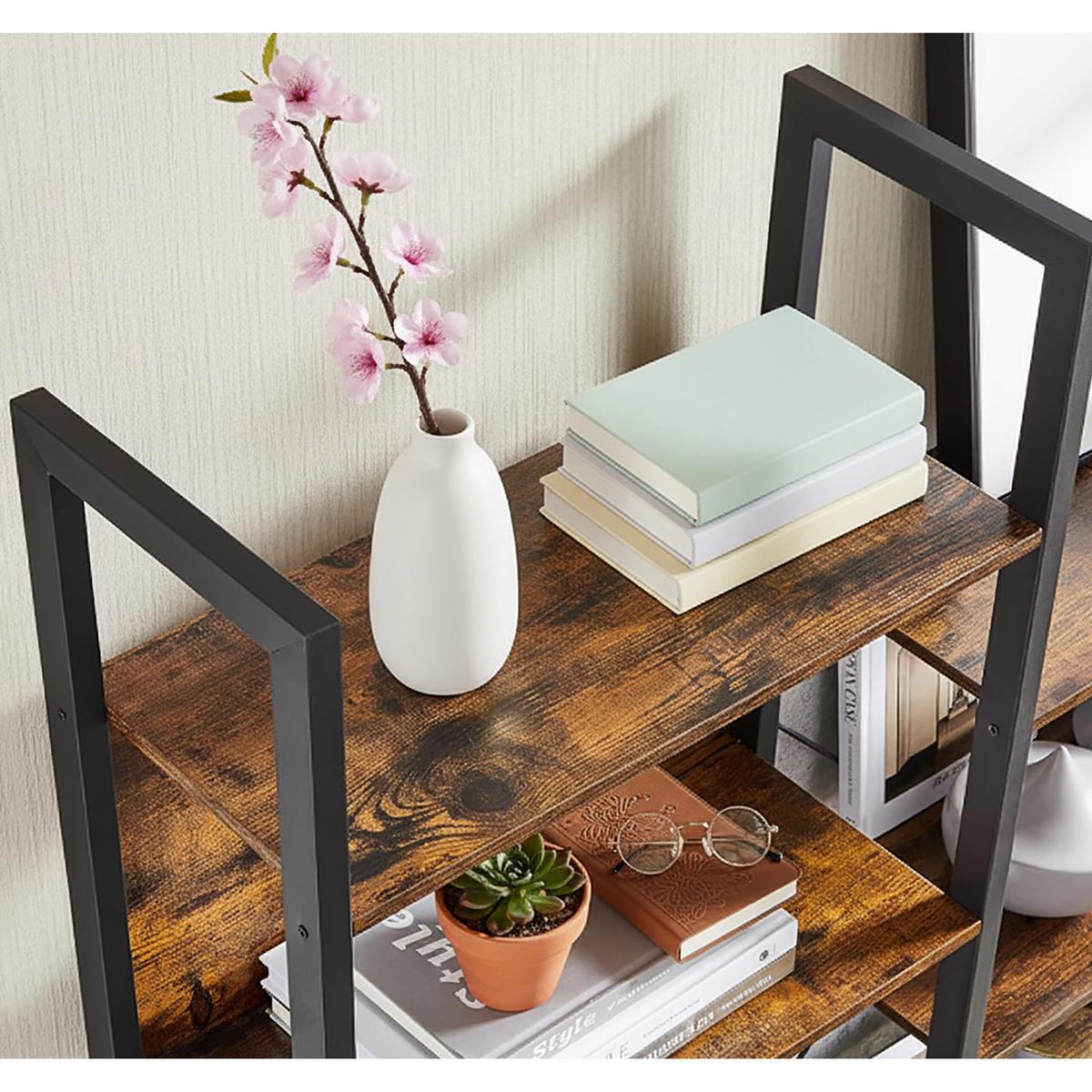 BÜCHEREGAL - Braun, Holzwerkstoff/Metall (158/166/24cm) - Relaxdays