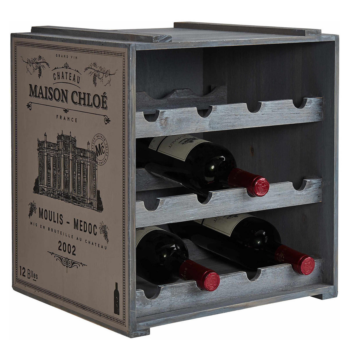 WEINREGAL Vinothek - Taupe, Holz (32/39/36cm) - Butlers